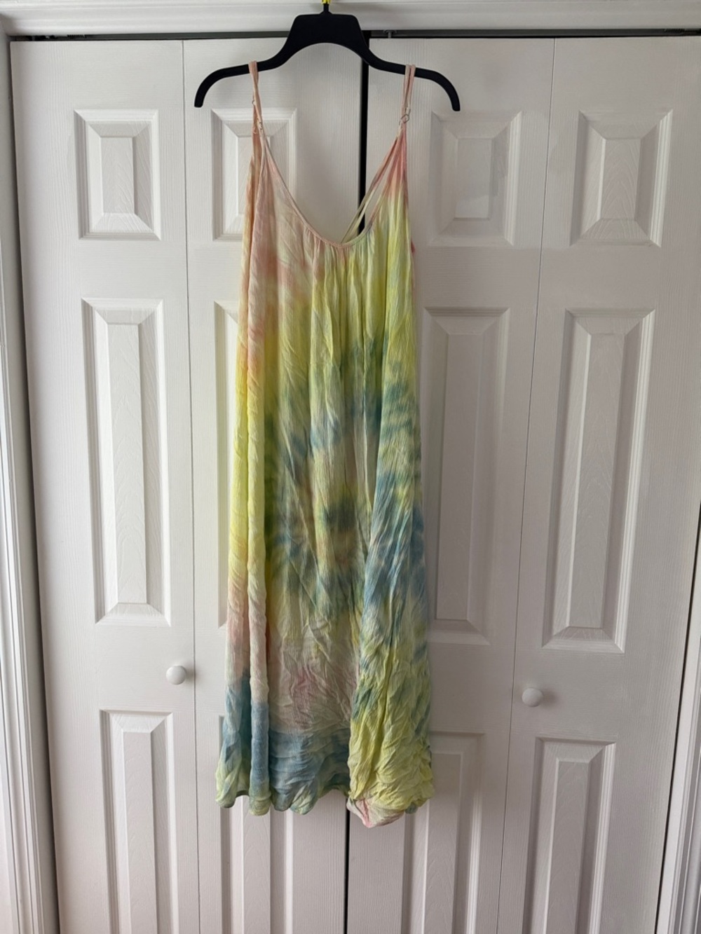 Raviya Pastel Tie-Dye Slip Dress in Yellow, Blue, Pink
